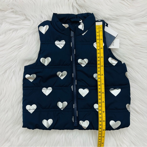 Gap Kids Toddler 12-18months Metallic Silver Hearts Navy Blue Puffer Vest - Picture 10 of 13